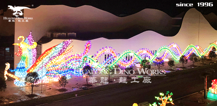 华龙科技 景区庙会大型凤凰彩灯装饰