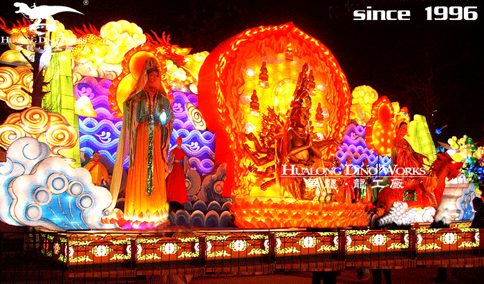 华龙科技 室外大型夜游花灯展览 观世音菩萨彩灯
