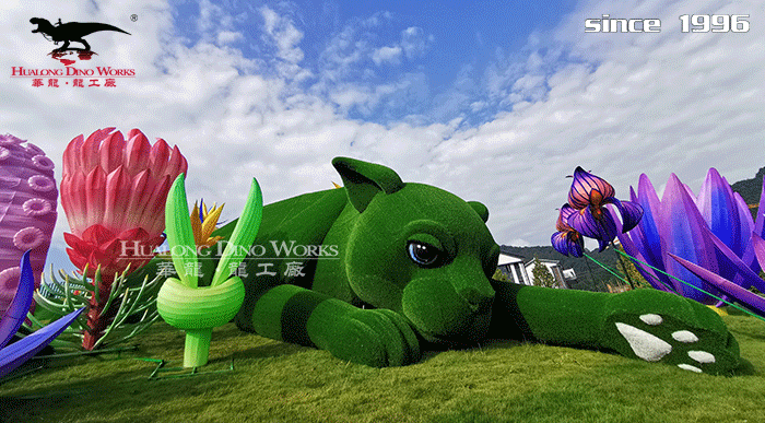 华龙科技 造型精美的大型动物绿雕装饰摆件