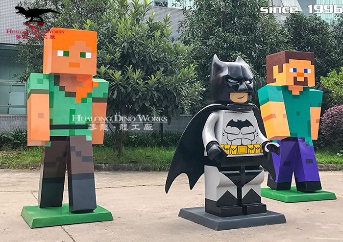 华龙科技 商场美陈IP玻璃钢我的世界雕塑