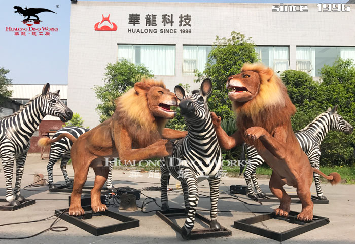 华龙科技 仿真狮子捕猎斑马机模